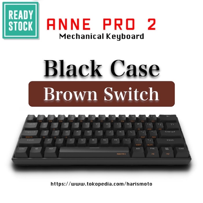 {laptopstore} Anne pro 2 mechanical keyboard - Black - Brown Murah
