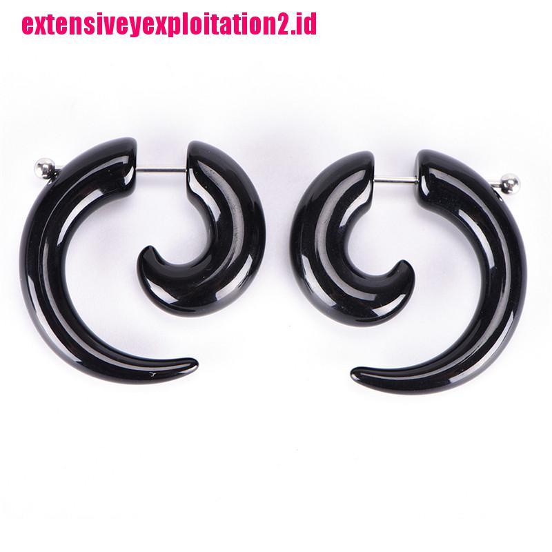 &lt; E2id &amp; &gt; Anting Tusuk Gaya Gothic Punk Bentuk Siput Hitam Bahan Akrilik Untuk Unisex / Pria / Wanita