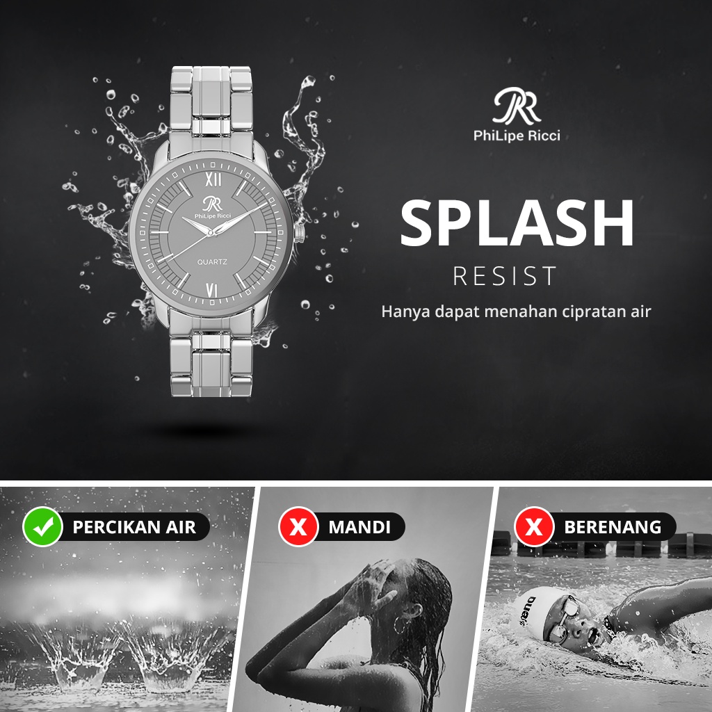 PROMO TERBARU PHILIPE RICCI JAM TANGAN PRIA RANTAI BESI ANALOG PR07 FREE BOX