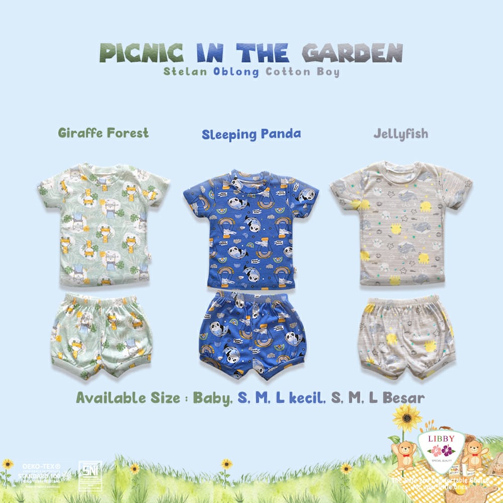 Castle - Libby Stelan Oblong Pendek Celana Pendek Cotton Motif Libby Baby - Setelan Baju Bayi Anak