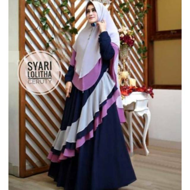 COD Gamis Pesta Syari Lolitha Ceruty Babydoll set khimar