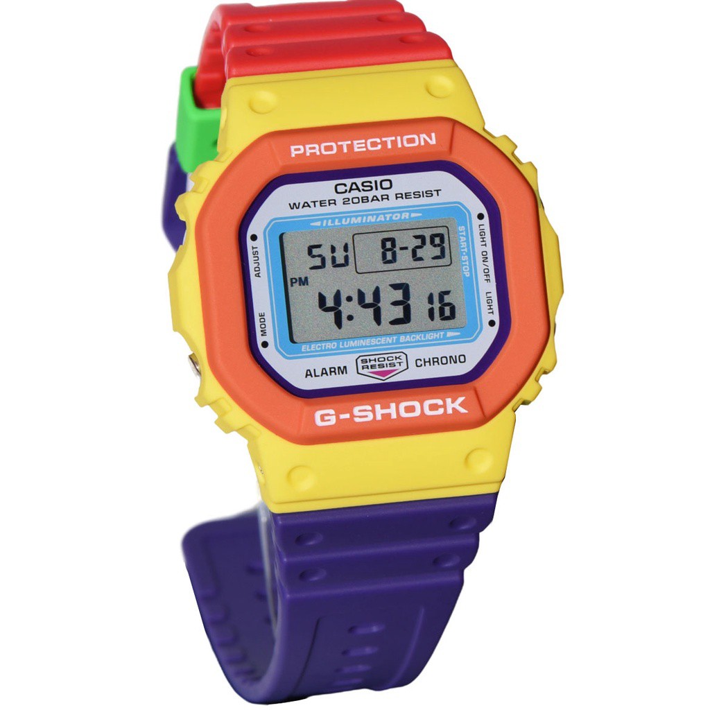 Neon Seri Warna-warni Jam Tangan Olahraga Fashion Pria Tahan Air dan Tahan Guncangan Jam Tangan Kuarsa DW-5610DN-9