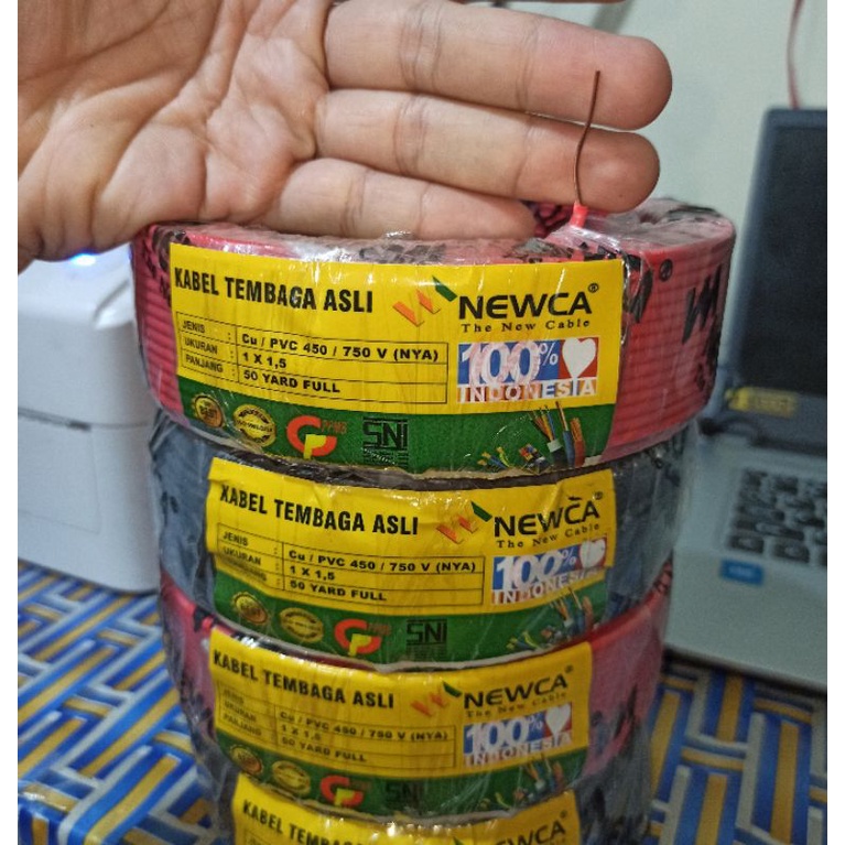 Promo Kabel NYA/ KABEL Lidi/ kabel tunggal 1X1,5 NEWCA/Lotus sudah SNI / FULL TEMBAGA MURNI 50YARD (45METER)