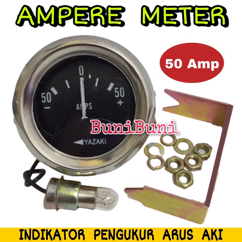 Ampere Meter DC / Amper Cas / Indikator Pengukur Arus Aki Mobil &amp; Mesin Universal