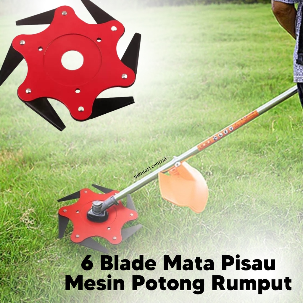 6 Blade Mata Pisau Mesin Potong Rumput Gendong Grass Trimmer Mata Bulat Bahan Baja Tahan Lama