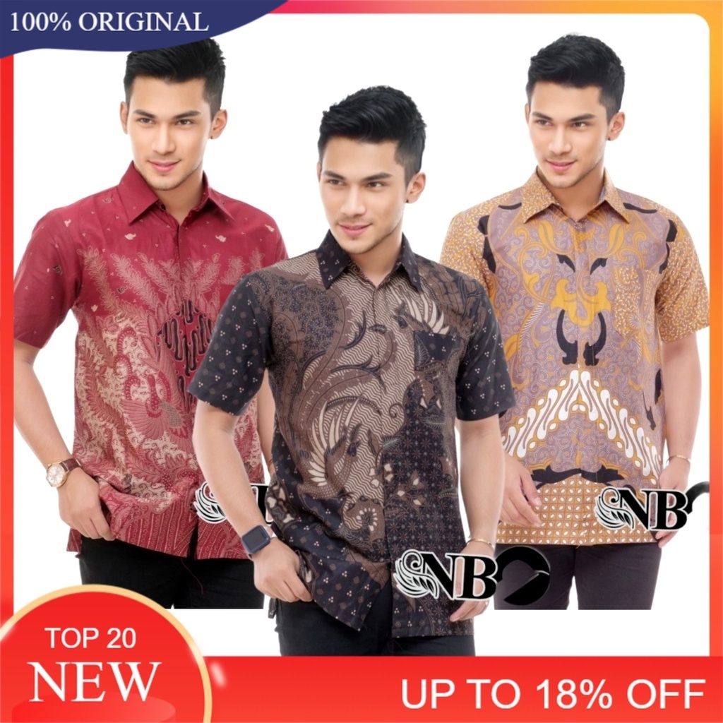 [12.12] 022 Zahira Batik HRB026 Kenongo Hem Kemeja Batik Pria Lengan Pendek  Katun Primis Halus M L XL