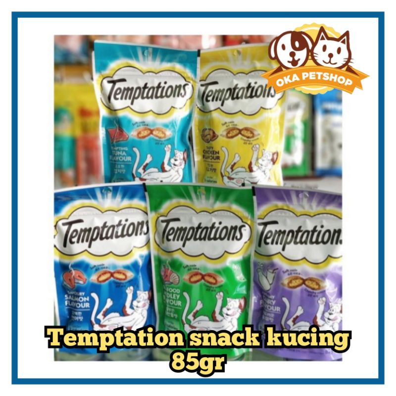 Temptations Salmon Flavour 85gr - Snack Camilan Kucing