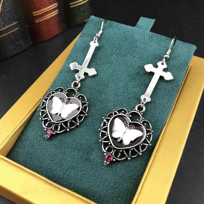 SIY  Gothic Cross Earrings Butterfly Earrings Exquisite Silver Earrings Charm Earrings Body Jewelry Suitable for Ladies Girls