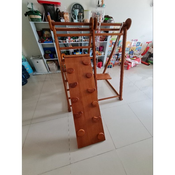 PRELOVED BRAKIASI MAINAN KAYU ANAK SEGITIGA PEROSOTAN TANGGA AYUNAN KUAT CHILD TOY BELAJAR BALITA