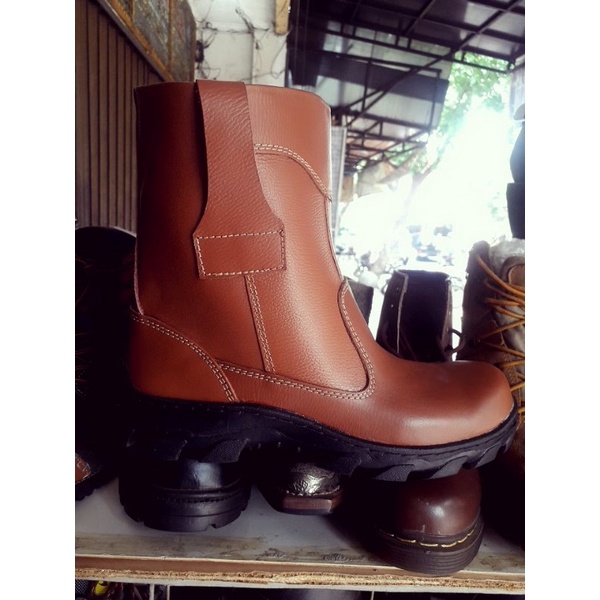 sepatu septi ujung besi asli kulit sapi