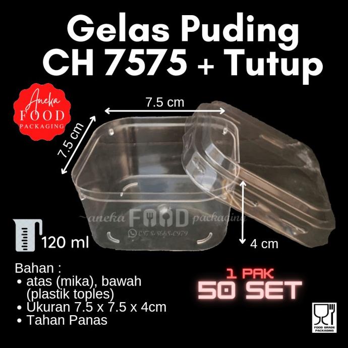 Gelas puding/cup puding segi empat kecil (CH 7575)