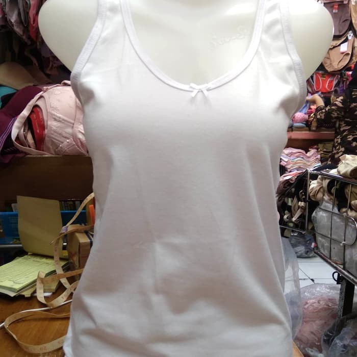 Tangtop Wanita Nathalie NTA 0027 Tanktop Putih Berbahan Katun Ukuran M - 2XL