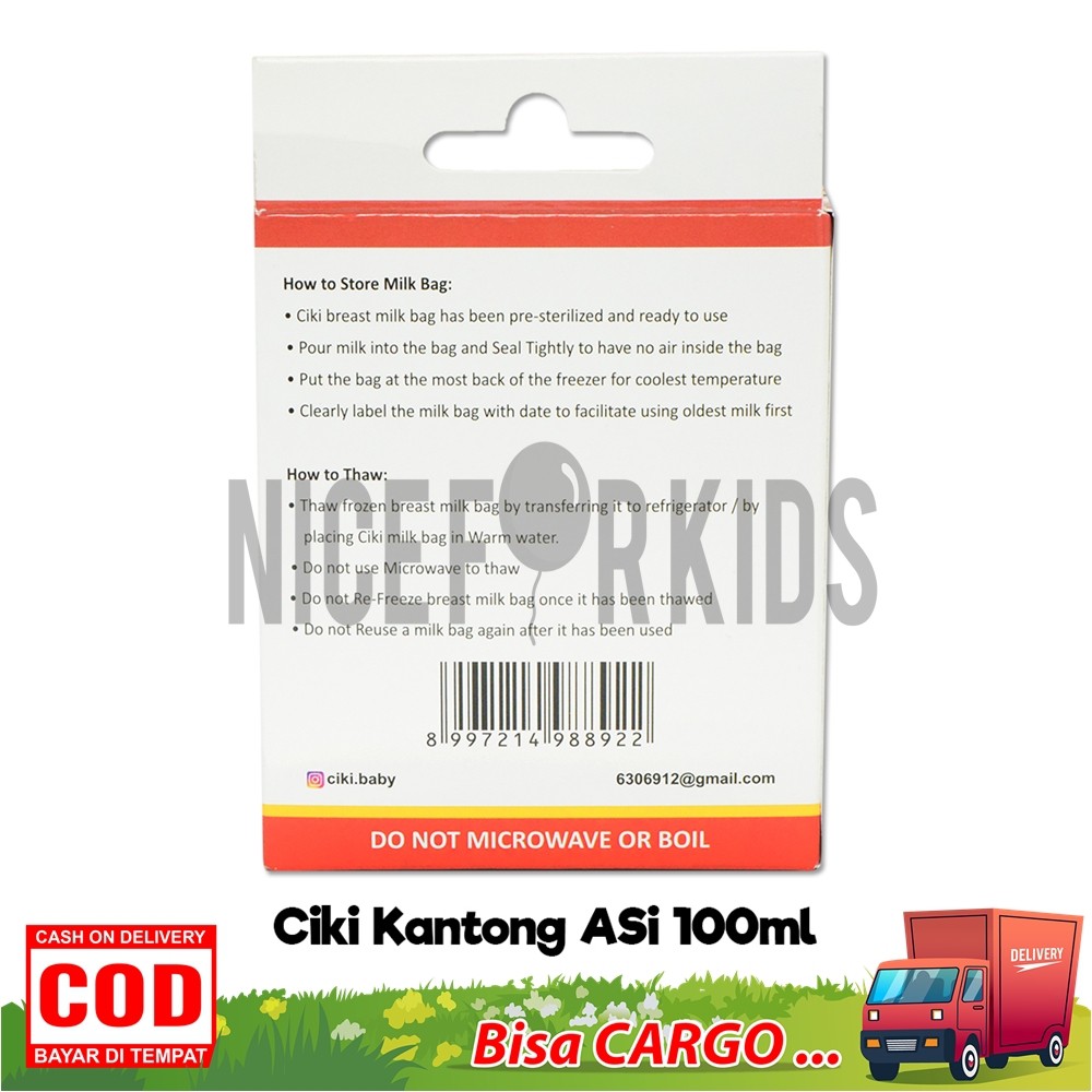 Ciki Kantong Asi 100 ml Plastik Asi Penyimpanan Asi