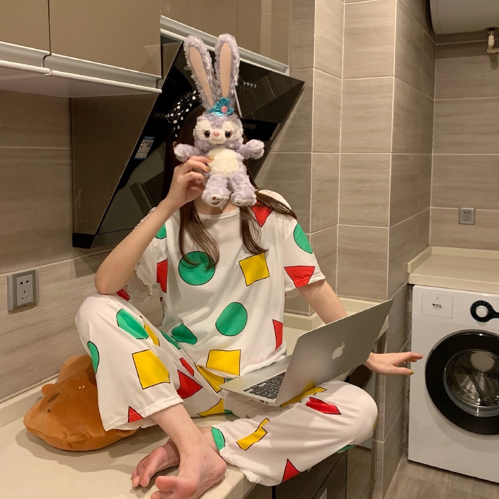 Baju tidur Import PREMIUM wanita setelan Piyama Motif lucu karater kartun//Polyester//BJ PDK-1