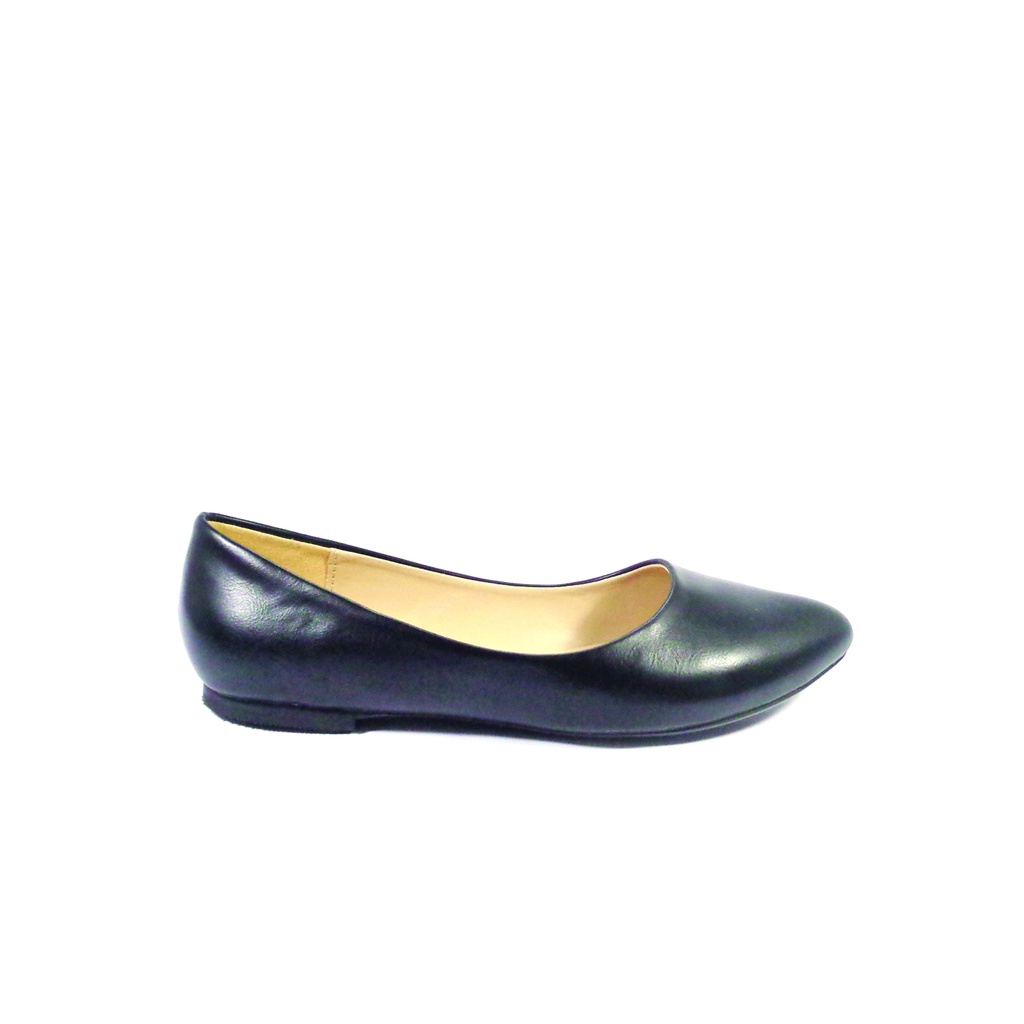 Workswell Sepatu Flat Wanita Basic Ujung Lancip Kode 3697 Hitam Doff