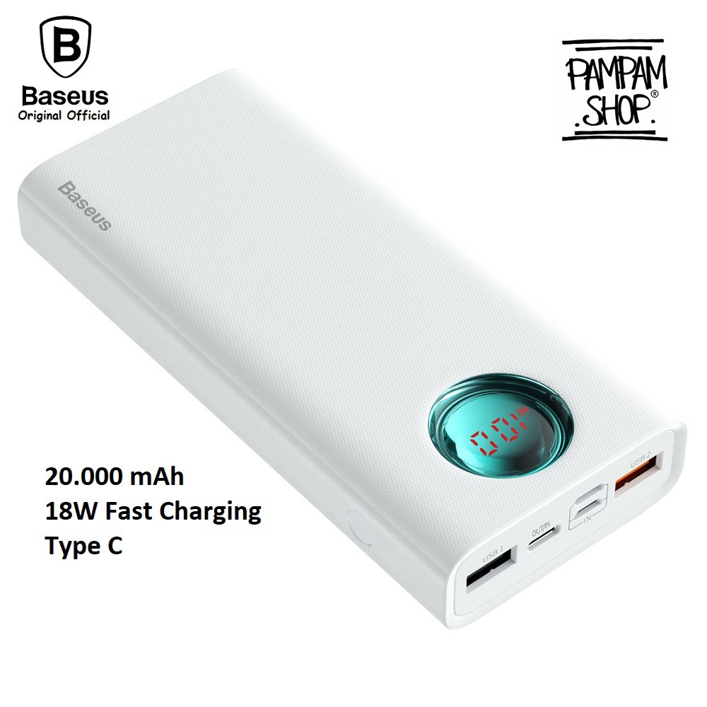 BASEUS ORIGINAL Powerbank Amblight 20000mAh Power Bank 20000 mAh 18W 3A Fast Charging Quick Charge