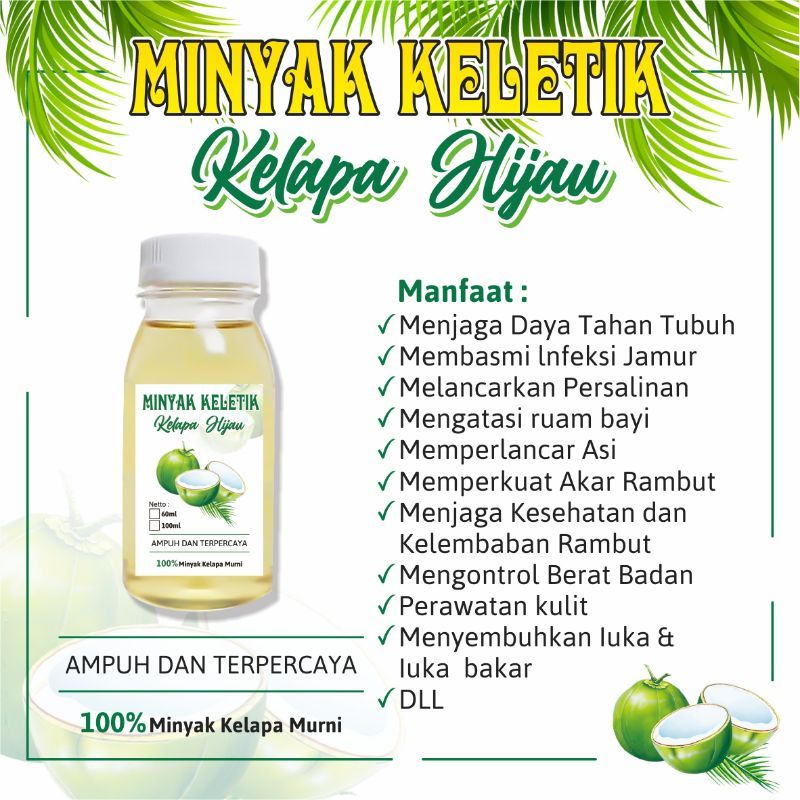 minyak kelapa murni asli 100 % /minyak keletik/ minyak kelapa ijo murni
