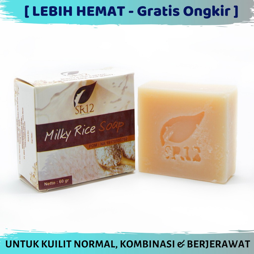 [LBH-HEMAT FREE ONGKIR] Milky Rice Soap SR12 - Sabun Herbal Kulit Normal Kombinasi Berjerawat