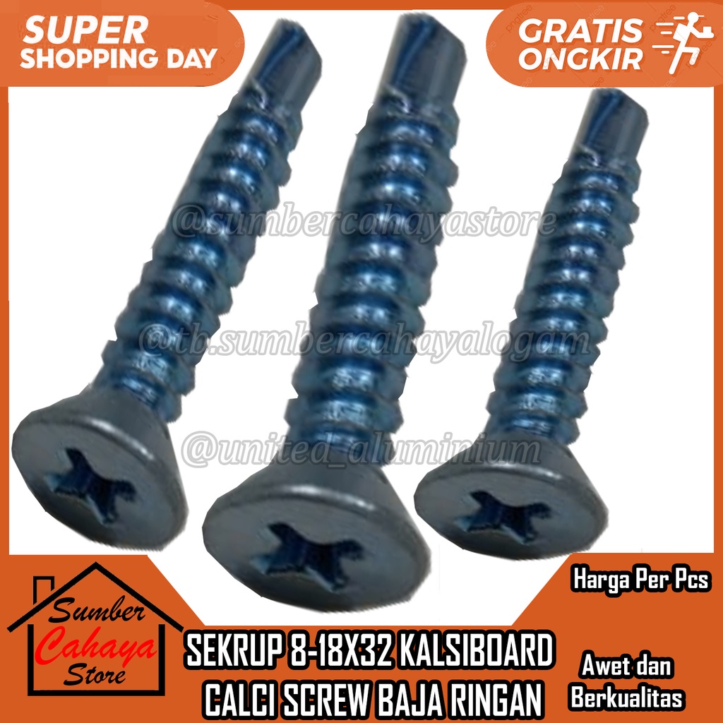 SEKRUP ROOFING SDS BAUT BAJA RINGAN BAUD 1 IN 2,5 CM sekerup skrup GRC Kalsiboard Calciboard secerup