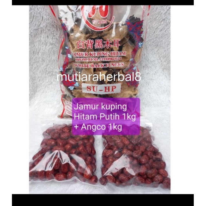 Jamur kuping Hitam putih Su Brand 1kg + Angco 1kg