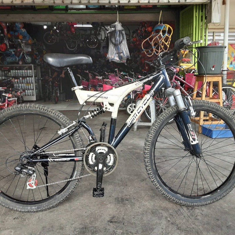 sepeda mtb 26 wimcycle sting r alloy fullsusp 21 speed shimano second