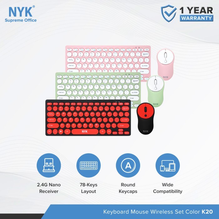 NYK K20 Keyboard Membrane Wireless Mouse Optical