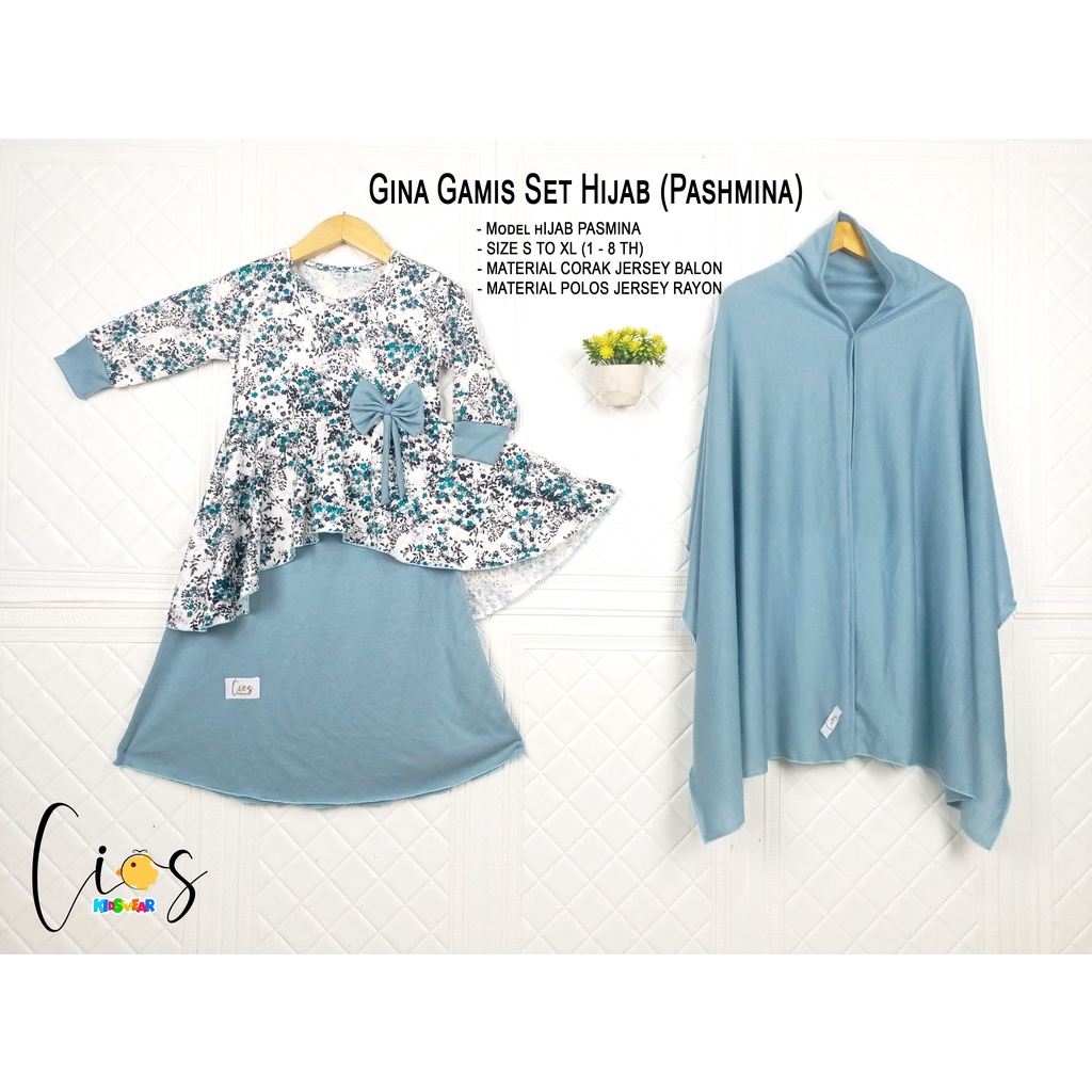 Baju Gamis Anak Perempuan Gina Set Hijab Pasmina 6 Bulan - 8 tahun