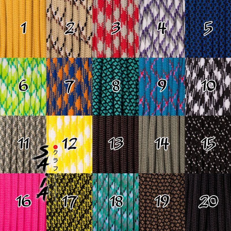 Tali paracord 4mm untuk membuat kerajinan gelang lanyard gantungan #1-20 | SAIA CRAFT