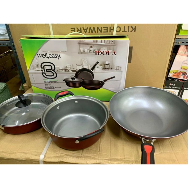 Panci Set Cookware Set  Panci Set 3pcs Serbaguna Anti Lengket