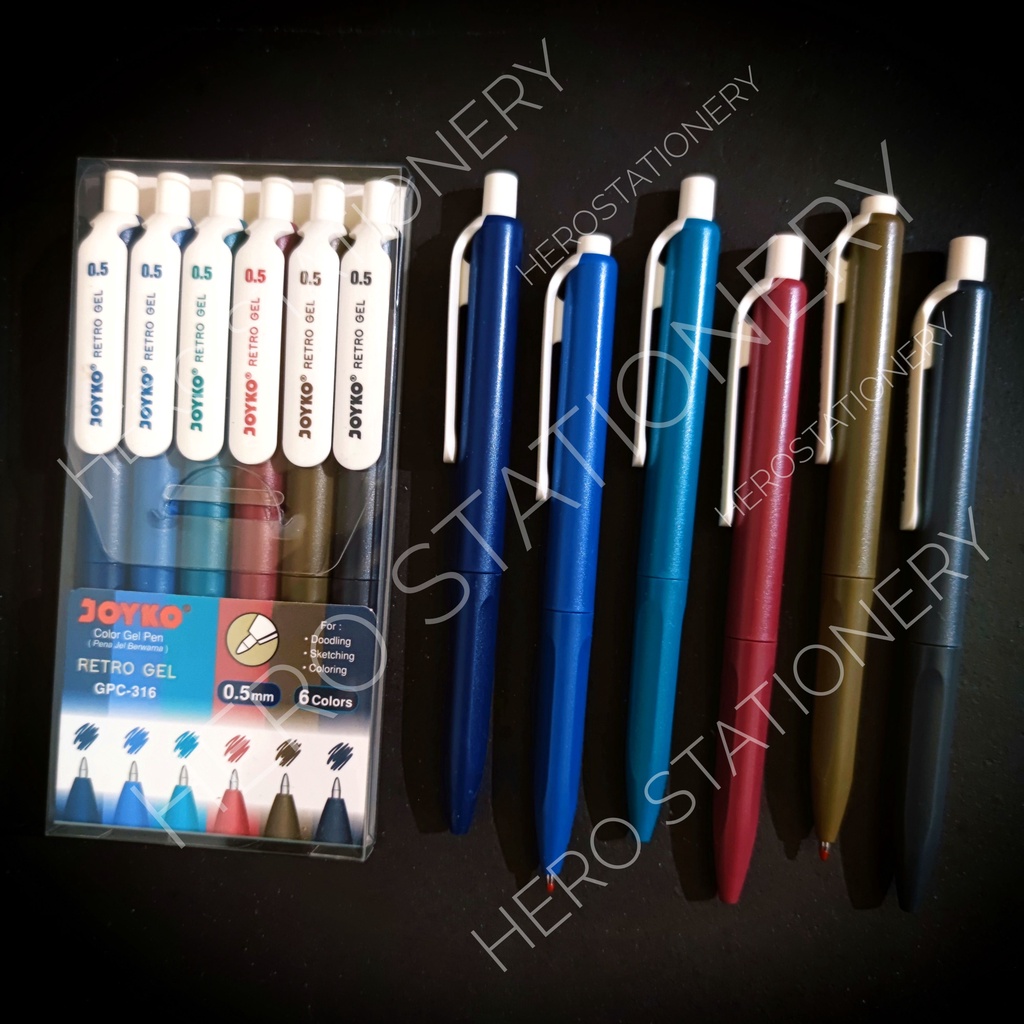 

Joyko color gel pen retro gel 0.5 mm 6 warna GPC-316