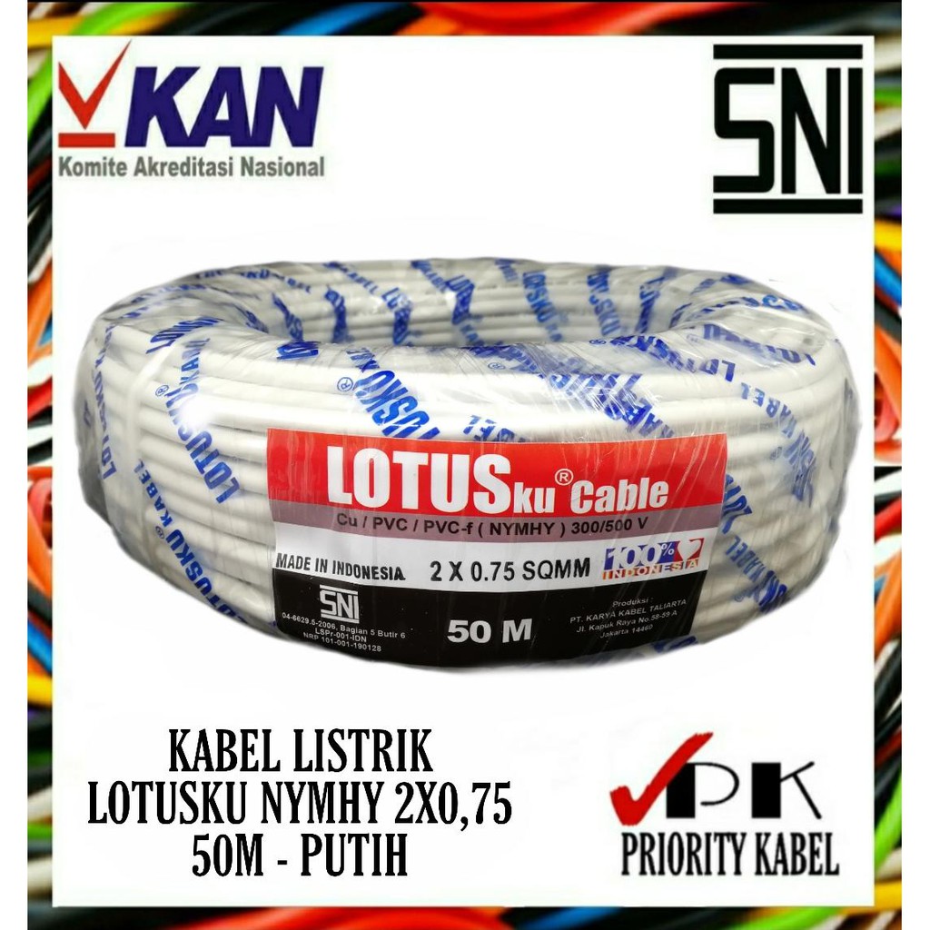 Kabel Listrik Serabut LOTUSku NYMHY 2x0,75 2x0.75 50meter (50m)