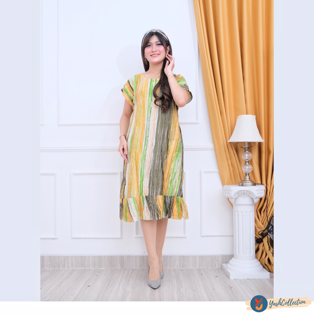 YashCollection - Daster viral Busui Daster Ruffle Jumbo Daster Kekinian Daster Tunik Namira-Ruffle Milea Green