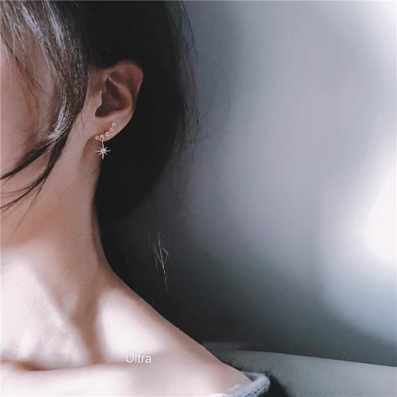 925 Jarum Perak Shinning Star in Gaya Anting Siswi Korea Versi Anting Sederhana-5