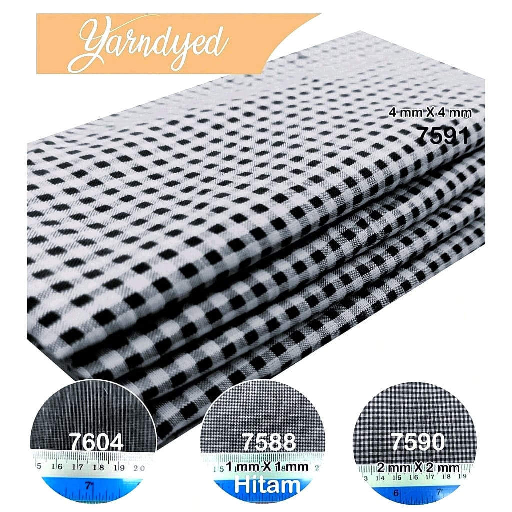 Bahan Kain Katun gingham Tenun Yarndyed Kotak salur Basic 1 roll = 50 yard