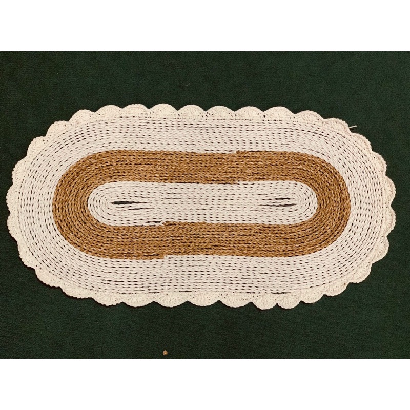 Taplak Meja Seagrass Natural Ovall Renda/Table Mat