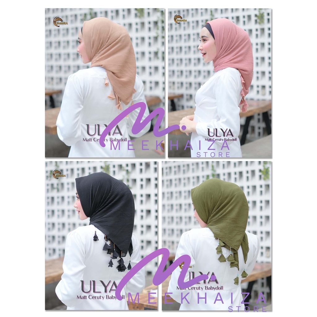 HIJAB SEGIEMPAT PLISKET TERBARU / HIJAB SEGI EMPAT PLISKET RENDA TASEL 3 SISI / JILBAB PLISKET RENDA