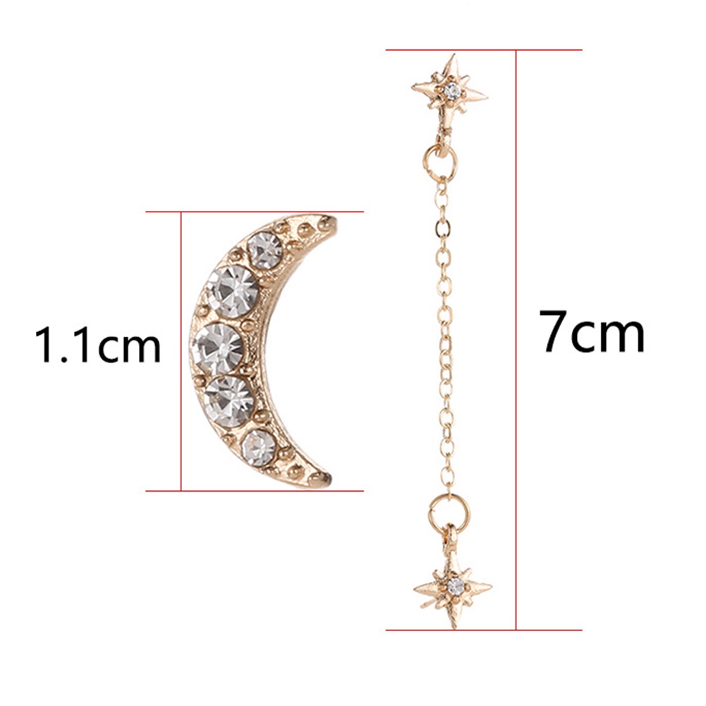 Hu Hu Hu Hu Hu Alat Bantu Pasang Kacamata♡ 2pcs Anting Tusuk Bentuk Bulan Sabit / Bintang Aksen Berlian Imitasi Untuk Wanita