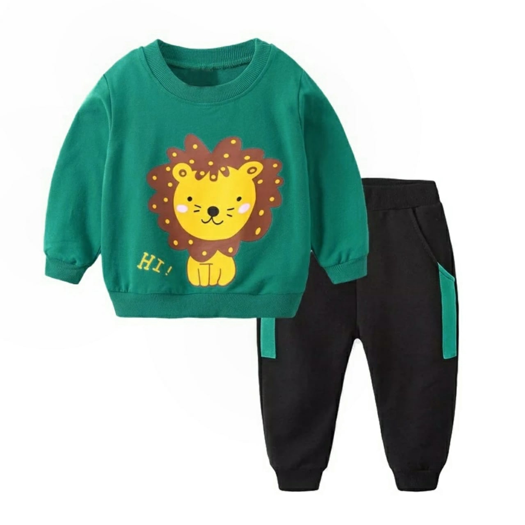 Setelan Singa 1 - 5 Thn MAXKENZO Zilvia Store Baju Anak Sweater BerKualitas-Hijau