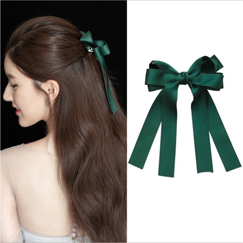 Jepit Rambut Pita Satin Warna Polos Untuk Wanita / Jepit Pita Satin Fashion Wanita Import