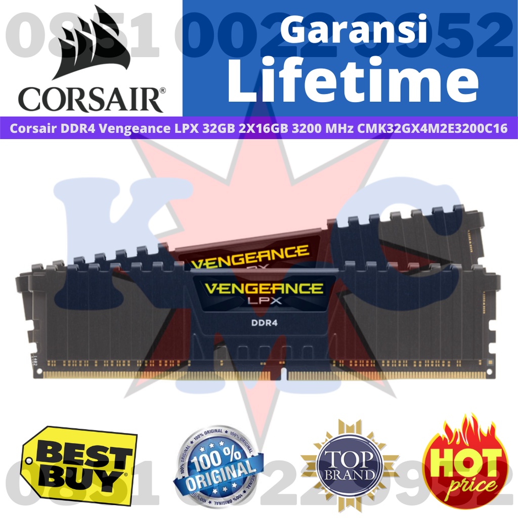 RAM CORSAIR VENGEANCE LPX 32GB (2X16GB) DDR4 3200MHZ