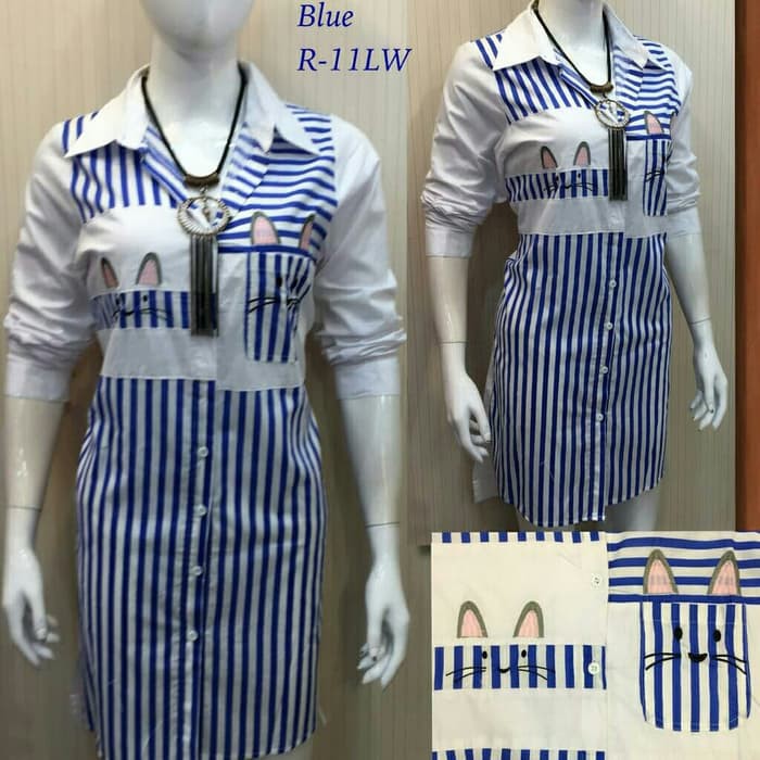 Jual Produk Unggulan Dress Kemeja Katun Salur R Lw Import Promo Shopee Indonesia