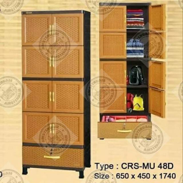 Lemari Pakaian Plastik Susun 4 + 1 laci Napolly (5 susun) CRS-MU 48D