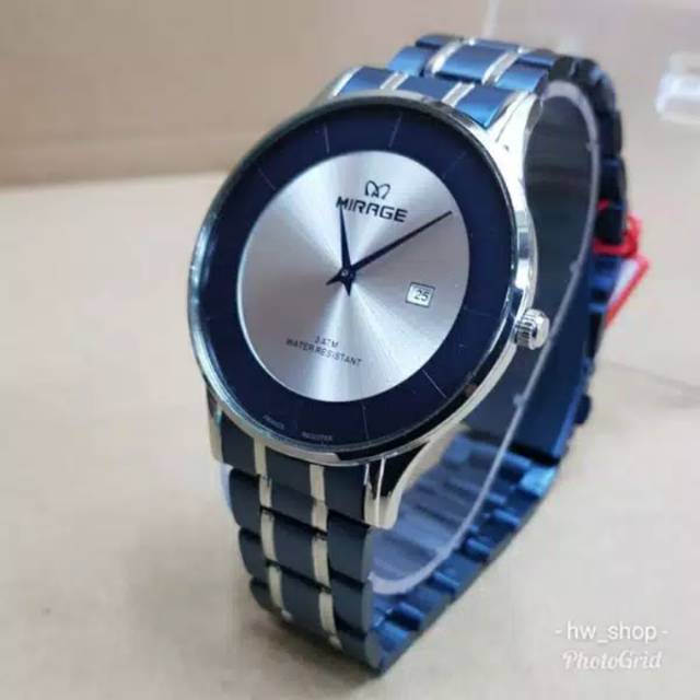 Jam Tangan Mirage Original Pria Biru combinasi silver