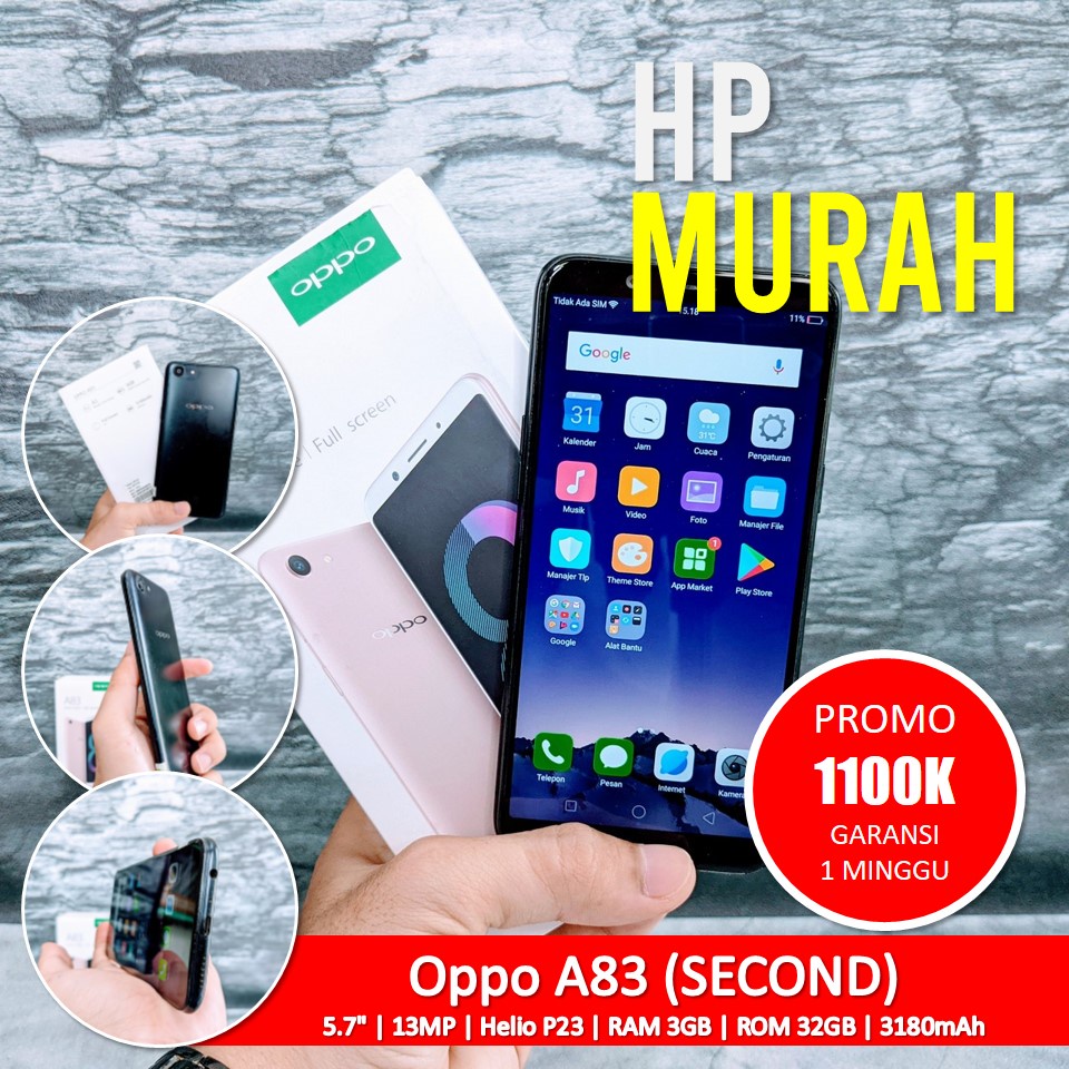 [Bisa COD] Oppo A83 RAM 3GB ROM 32GB Second Original (No Minus) 