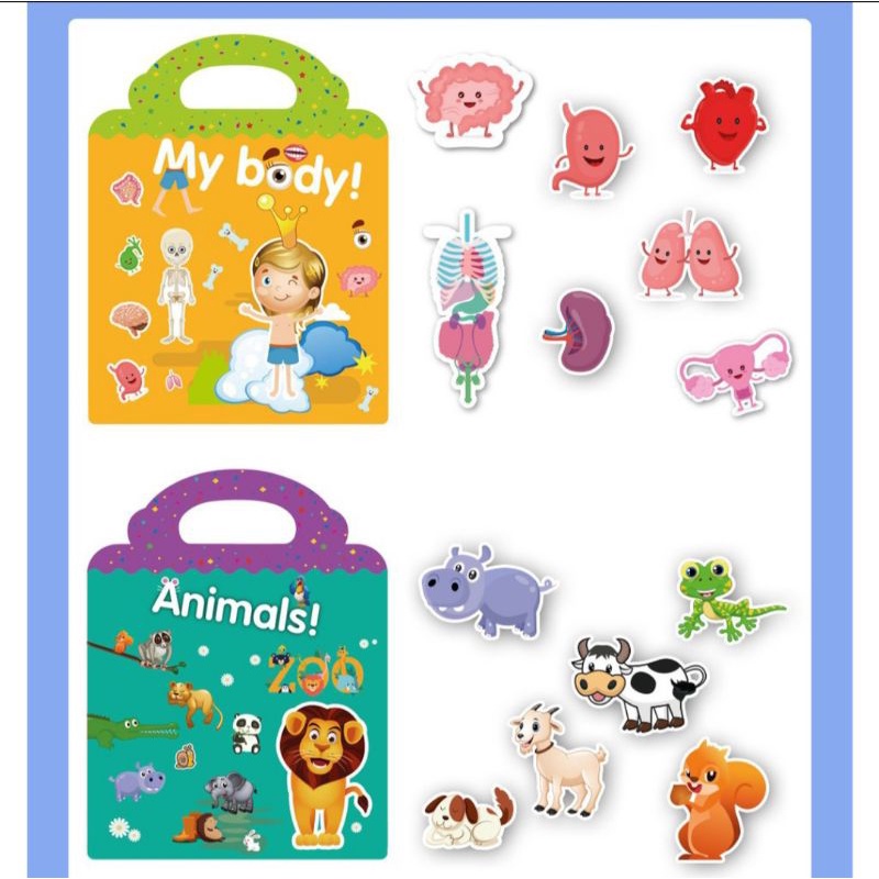 

Stiker anak, stiker bentuk buku ada gagang dan bisa tempel ulang