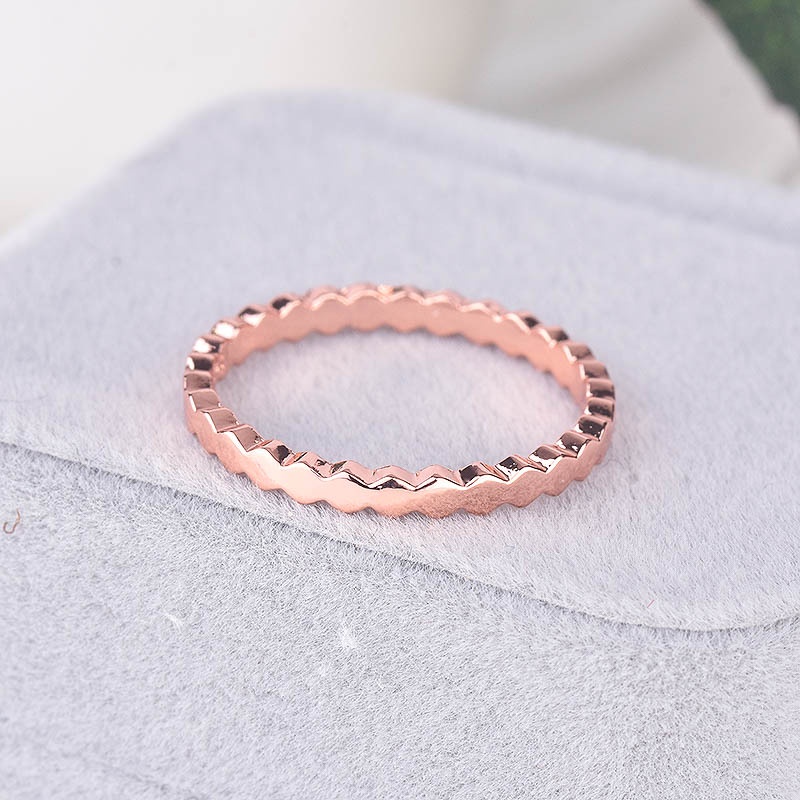 Cincin Bahan Sterling Silver 925 Warna Rose Gold Untuk Wanita Jza0226