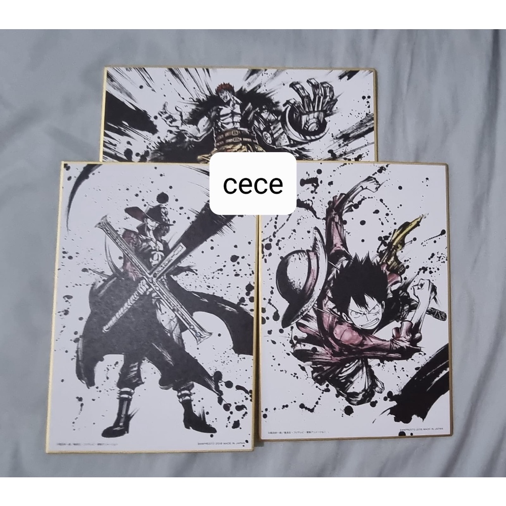 [READY] Kid, Luffy, Mihawk One Piece Shikishi Ink Style