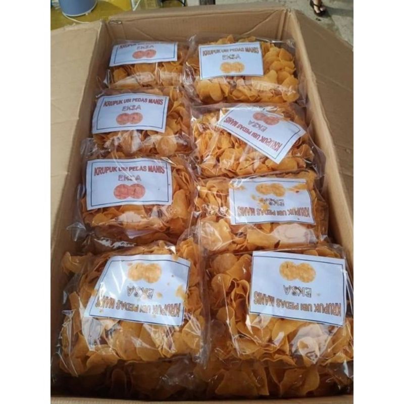 Kerupuk Ubi Pedas Manis merk 'EKSA'  (Kerupuk Mentah)