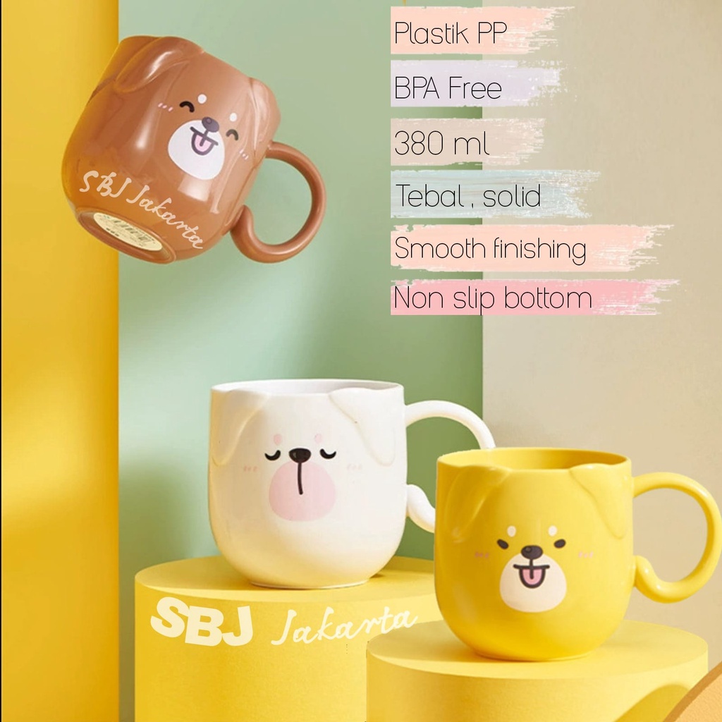 Mug Gelas Cangkir Plastik anak Lucu PP Food Grade BPA FREE 380ml bahan tebal padat