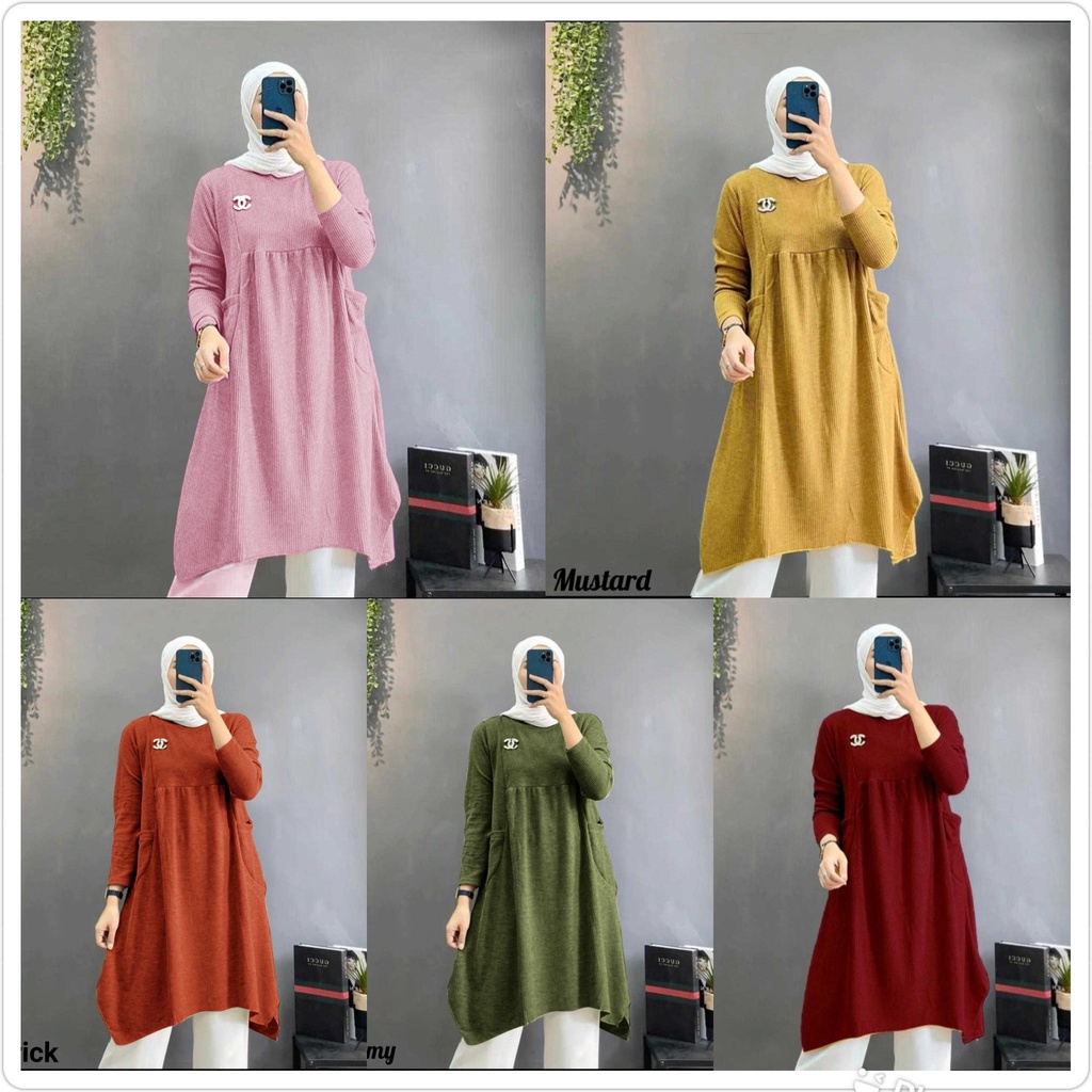 TUNIK RAJUT JUMBO MADLY LONGTUNIK MUSLIMAH TERBARU